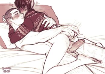 2boys anal anal_object_insertion ass boku_no_hero_academia candy candy_cane erection food highres leg_hair monochrome multiple_boys object_insertion penis precum shaved_head spacenipnops testicles todoroki_shoto toes yaoi yoarashi_inasa