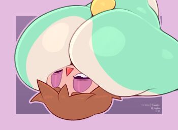 2boys anilingus animal_crossing ass brown_hair eyelashes eyeshadow face_in_ass frumples furry half-closed_eyes huge_ass interspecies makeup male_focus multiple_boys nintendo one_eye_closed plump purple_background rabbit_tail sasha_(animal_crossing) simple_background sitting thick_thighs thighs trap villager_(animal_crossing) wide_hips yaoi