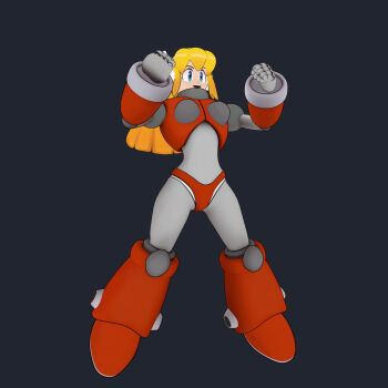 Rule 34 | 1girl, 3d, :d, aged up, android, antennae, arm behind back, arm up, armor, armored boots, arms up, bad link, bikini, bikini armor, black background, blonde hair, blue eyes, blush, bodysuit, boots, breasts, clenched hands, darec downstrong, earphones, fighting stance, full body, gloves, gorget, green eyes, green ribbon, hair between eyes, hair ribbon, hairband, headphones, highres, hyper roll (marvel vs. capcom), joints, knee boots, knee pads, large breasts, long hair, looking at viewer, marvel vs. capcom, mechanical arms, mechanical boots, mechanical legs, mega man (classic), mega man (series), open mouth, ponytail, radio antenna, red armor, red bikini, red boots, ribbon, robot, robot girl, robot joints, roll (mega man), shoulder armor, sidelocks, signature, simple background, smile, solo, swimsuit