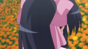 1boy 2girls amakawa_yuuto animated breast_press breasts brown_hair highres kuzaki_rinko long_hair multiple_girls noihara_himari nude omamori_himari ponytail short_hair sound tagme undressing video yuri