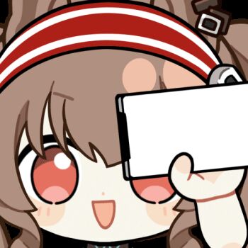 1girl :d angelina_(arknights) animal_ears animated animated_gif arknights black_choker blush brown_hair cellphone chinese_commentary choker chunye_haruya commentary_request copyright_name dot_nose earpiece fox_ears hair_between_eyes hairband holding holding_phone infection_monitor_(arknights) loading_screen long_hair looking_at_viewer lowres open_mouth phone red_eyes red_hairband second-party_source smartphone smile solo striped_clothes striped_hairband transparent_background twintails two-tone_hairband