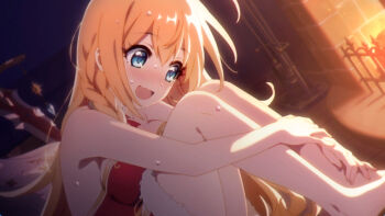 1girl blush character_request flustered hugging_own_legs looking_away official_art princess_connect! second-party_source sitting