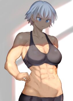 1girl abs breasts dougaku_(passionpit777) groin highres large_breasts muscular muscular_female short_hair tagme tomboy