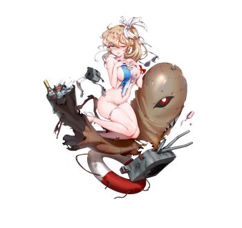 1girl absurdres aircraft alcohol battleship_girl belt blonde_hair blue_eyes bottle breast_suppress breasts broken broken_bottle bucket burnt_clothes command_&amp;_conquer command_&amp;_conquer:_red_alert command_&amp;_conquer:_red_alert_2 covered_erect_nipples covering_privates dirigible drooling eyebrows eyelashes female_focus fingernails full_body glasses hair_between_eyes hair_ribbon high_heels highres ice ice_cube kirov_(battleship_girl) kirov_airship lifebuoy light_brown_hair long_fingernails long_hair looking_at_viewer lotion_bottle medium_breasts name_connection nude official_art one-piece_swimsuit one_eye_closed open-toe_shoes open_belt quuni red_alert_2 ribbon saliva sandals shoes skindentation smile solo stolichnaya_(vodka) sunglasses swim_ring swimsuit tears thigh_strap torn_clothes torn_swimsuit towel transparent_background turret vodka wet white-framed_eyewear white_shoes wine_bottle wrist_ribbon