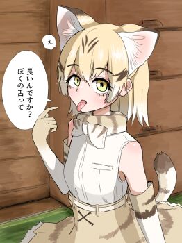 1girl animal_ears kemono_friends long_tongue sand_cat_(kemono_friends) tagme tail tongue tongue_out translation_request