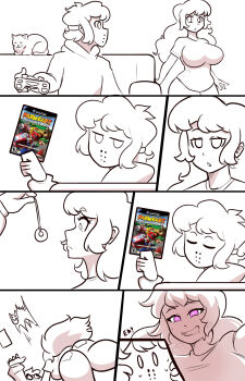 1boy 1girl absurdres heart heart-shaped_pupils highres hypnosis imminent_penetration masked_male mind_control purple_eyes rape_face shota smile symbol-shaped_pupils video_game you_gonna_get_raped