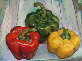 bell_pepper food food_focus from_above highres no_humans original painterly twulfs vegetable