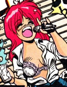adam_warren bra bubblegum_crisis closed_eyes drinking nene_romanova pink_hair playing underwear