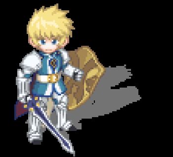 1boy animated animated_gif armor artist_request bandai_namco belt belt_buckle blonde_hair blue_cape blue_eyes blue_surcoat buckle cape closed_mouth cuisses flynn_scifo full_body gauntlets gold_buckle greaves holding holding_shield holding_sword holding_weapon knight looking_at_viewer looping_animation lowres male_focus nexon official_art pauldrons pixel_art poleyn second-party_source shield short_hair shoulder_armor silver_armor simple_background solo sprite_art surcoat sword tales_of_(series) tales_of_vesperia tales_weaver transparent_background two-sided_cape two-sided_fabric vambraces weapon white_belt