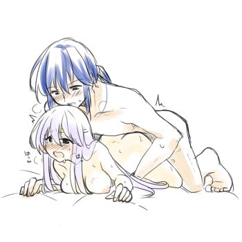 1boy 1girl blue_eyes blue_hair blush breasts brother_and_sister circlet fire_emblem fire_emblem:_genealogy_of_the_holy_war incest julia_(fire_emblem) large_breasts long_hair nintendo nipples nude open_mouth ponytail prone_bone purple_eyes purple_hair seliph_(fire_emblem) sex sex_from_behind siblings simple_background yukia_(firstaid0)