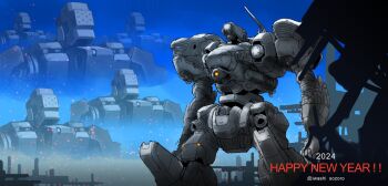 armored_core armored_core_vi:_fires_of_rubicon cowboy_shot day happy_new_year highres iwashi_sozoro loader_4 mecha mecha_focus new_year no_humans outdoors robot science_fiction standing twitter_username