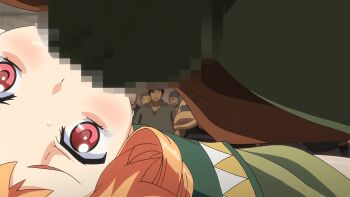 10s 1boy 1girl animated animated_gif anime_screenshot audience blush censored cloak colored_skin crowd crying drill_hair fellatio forced green_cloak green_skin halfling highres irrumatio kuroinu_~kedakaki_seijo_wa_hakudaku_ni_somaru~ loincloth loli looping_animation mosaic_censoring oral orange_hair orc penis public_indecency rape red_eyes resized reverse_fellatio ruu_ruu streaming_tears tears upscaled wide-eyed