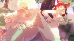 1boy 1girl animated anus artist_name ashtart_illust ass barefoot bouncing_breasts breasts breasts_apart brown_hair cum cum_on_ass cum_on_back cum_on_body cum_on_legs cum_on_pussy ejaculation feet foot_focus footjob forest from_behind full_body grabbing_own_ass hand_on_own_ass hands_on_own_ass happy_sex hat hetero highres large_breasts legs looking_at_viewer looking_back lying nature nipples open_mouth orange_eyes original penis picnic presenting pussy ruby_(kya_hung) short_hair smile sound spread_anus spread_ass tagme toes two-footed_footjob uncensored video