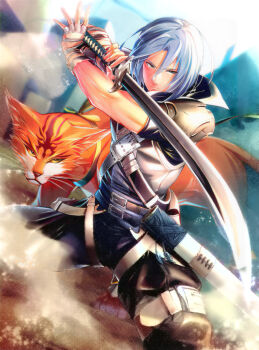 1boy fighting_stance fire_emblem fire_emblem:_path_of_radiance fire_emblem_cipher grey_hair highres holding holding_sword holding_weapon kuno_genki laguz_(fire_emblem) lethe_(fire_emblem) male_focus nintendo official_art outdoors scan sheath sword third-party_source unsheathed weapon zihark_(fire_emblem)