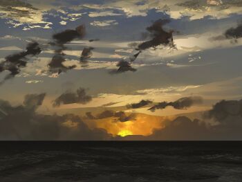 absurdres cloud cloudy_sky commentary highres horizon landscape nature no_humans ocean original outdoors painterly scenery sky sky_focus sunrise symbol-only_commentary twulfs