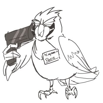 bad_tag davewaterfalls gen_1_pokemon gun name_tag nintendo pidgey pokemon pokemon_(creature) sketch weapon