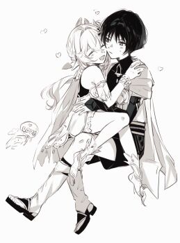 Rule 34 | 1boy, 1girl, alternate height, anklet, aranara (genshin impact), armlet, armor, belt, bloomers, blunt ends, bodysuit, bow, bracelet, bridal gauntlets, bridal legwear, cape, cheek-to-cheek, closed eyes, closed mouth, clothing cutout, detached sleeves, dress, eyelashes, facing another, furisode, gem, genshin impact, greyscale, hair between eyes, hair intakes, hair ornament, half crown braid, hand fan, hand on another&#039;s shoulder, hand on another&#039;s waist, hand up, happy, heads together, heart, hetero, highres, hip vent, holding, holding fan, japanese armor, japanese clothes, jewelry, kimono, kote, leaf, leaf hair ornament, leg warmers, light blush, long hair, looking at another, middle ring, monochrome, nahida (genshin impact), onigiri po 0205, open clothes, open hand, open kimono, open mouth, pointy ears, rope, sandals, sash, scaramouche (genshin impact), short sleeves, shorts, shoulder peek, side ponytail, sidelocks, sitting, sitting on lap, sitting on person, sketch, smile, socks, stirrup footwear, stirrup legwear, sweatdrop, toeless legwear, toes, tsurime, turtleneck, turtleneck bodysuit, underwear, vision (genshin impact), wanderer (genshin impact), white background, white leg warmers, wispy bangs, zouri