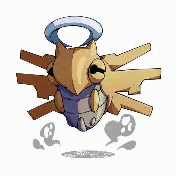 gen_3_pokemon halo looking_at_viewer mistray-art nintendo no_humans numbered pokemon pokemon_(creature) shedinja signature simple_background solo white_background