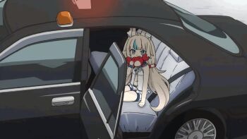 1girl ahoge animal animal_ear_fluff animal_ears animated bait blonde_hair blue_streaks car cat_ears crab dress fish_girl hentai_ouji_to_warawanai_neko. holding holding_animal indie_virtual_youtuber kaniki_(sameko_saba) lemalafama lifebuoy_hair_ornament long_hair looking_at_viewer low_twintails meme_request motor_vehicle multicolored_hair police_car sameko_saba short_shorts shorts sleeveless streaked_hair tagme twintails unmarked_police_car video virtual_youtuber white_dress