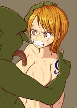 1girl breasts goblin imminent_rape large_breasts nami_(one_piece) one_piece