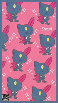 Rule 34 | claws, closed mouth, crossed arms, gen 2 pokemon, highres, meme (sleepsheep), nintendo, pink background, pink eyes, pokemon, pokemon (creature), pokemon focus, red eyes, simple background, smile, sneasel, star (symbol)