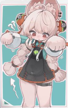 1girl @_@ absurdres ahoge animal_ears braid furry highres long_hair red_eyes sun_(65693337) thigh_strap twin_braids zenless_zone_zero zhao_(zenless_zone_zero)