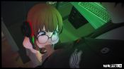 10s 1boy 1girl 3d amamiya_ren animated bare_arms brown_eyes brown_hair chair computer desk earphones erection fellatio from_above fugtrup glasses hetero highres indoors keyboard looking_up looping_animation oral penis persona persona_5 sakura_futaba sidelocks sitting tank_top tareme uncensored video wooden_floor