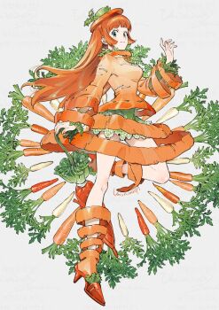 1girl carrot dress hat long_hair long_sleeves orange_hair original umishima_senbon