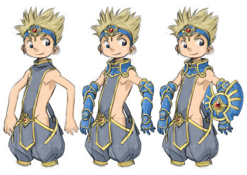 1boy arm_armor blonde_hair blue_eyes hada_toshiya male_focus original reference_sheet short_hair solo