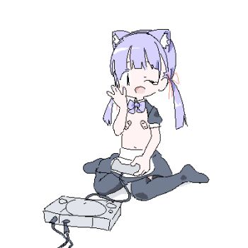 1girl \||/ animal_ear_hairband animal_ears apron artistic_error bandaid bandaids_on_nipples black_skirt black_sleeves black_thighhighs blunt_bangs bow bowtie cat_ear_hairband cat_ears controller fake_animal_ears flat_chest full_body game_console game_controller hair_ribbon hairband hand_to_own_mouth holding holding_controller holding_game_controller lokulo-chan_(lokulo_no_mawashimono) lokulo_no_mawashimono loli long_hair low_twintails lowres no_shoes oekaki one_eye_closed open_mouth original pasties playstation_1 puffy_short_sleeves puffy_sleeves purple_bow purple_bowtie purple_hair red_ribbon ribbon short_sleeves shrug_(clothing) simple_background sitting skirt solo tearing_up thighhighs topless_female twintails waist_apron wariza white_background yawning ||/