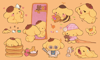 Rule 34 | animal print, banana, bee costume, beret, blue shirt, blush, cosplay, dog boy, dress pants, flirting, food, formal clothes, fruit, goggles, grey pants, grey suit, hat, heart, highres, holding, holding stuffed toy, hot, jujutsu kaisen, leopard print, mirror, multiple persona, nanami kento, nanami kento (cosplay), necktie, pajamas, pancake, pants, pompompurin, procreate (medium), sanrio, shirt, sonshine-arts, stuffed animal, stuffed toy, suit, teddy bear, x anus, yellow necktie, zzz