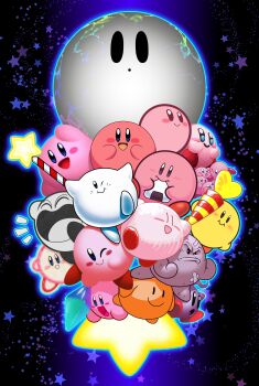 absurdres anniversary anti-kirby bandaid bandaid_on_face blush_stickers colored_skin crystal_shards dreamsbell food highres kirby kirby&#039;s_dream_land kirby&#039;s_dream_land_3 kirby&#039;s_epic_yarn kirby:_right_back_at_ya! kirby_star_allies kirby_(series) kirby_64 kirby_and_the_rainbow_curse kirby:_canvas_curse kirby_mass_attack kirby:_squeak_squad love_love_stick multiple_persona nintendo one_eye_closed onigiri open_mouth pink_skin solid_oval_eyes star_(symbol) star_rod the_legend_of_zelda the_legend_of_zelda:_link&#039;s_awakening void_(kirby) void_termina warp_star yellow_skin