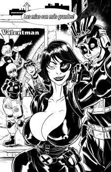 blood_rivals chris_hollway_(blood_rivals) crossover domino domino_(marvel) dronian jhonathan_fill_scott killer_hunts_killer marvel red_colter reika_colter spanish_text superhero_costume tactical_clothes val_tru valentman zarcord