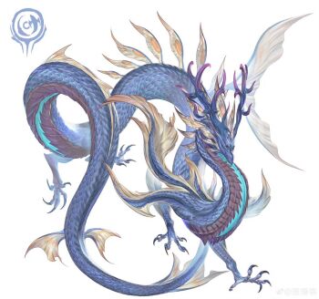 Rule 34 | animal focus, claws, dragon, eastern dragon, fins, fish tail, full body, horns, leviair, monster, no humans, original, scales, simple background, solo, tail, white background