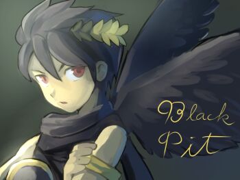1boy alternate_color bad_id bad_pixiv_id black_hair brown_eyes character_name crossed_arms dark_persona dark_pit kid_icarus kid_icarus_uprising laurel_crown laurel_wreath looking_at_viewer male_focus nintendo pit_(kid_icarus) red_eyes short_hair solo wings yuki_(vicious)