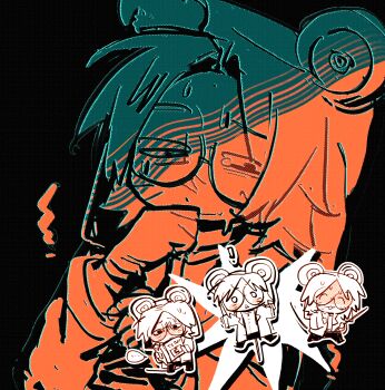 Rule 34 | 1boy, animal hat, black background, chibi, coat, cocobolo64588, glasses, hat, highres, lab coat, looking at viewer, male focus, mouse boy, mouse hat, mouse tail, randal's friends, ratman 3 (randal's friends), short hair, simple background, tail, upper body