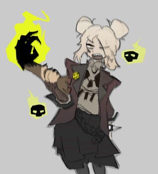 black_skirt deadlock_(game) floating_skull graves_(deadlock) severed_arm severed_limb skirt