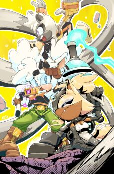 3girls adam_bryce_thomas animal_ears animal_nose bell black_bodysuit black_footwear black_gloves black_shirt blonde_hair blue_eyes body_fur bodysuit breasts brown_footwear brown_fur brown_gloves closed_eyes cowbell curly_hair fang fingerless_gloves full_body furry furry_female gloves green_pants grey_fur grey_pants highres horns lanolin_the_sheep lemur_girl lemur_tail long_hair looking_at_viewer multiple_girls neck_bell pants ponytail purple_eyes sheep_ears sheep_girl shirt shorts simple_background sleeveless sonic_(series) sonic_the_hedgehog_(idw) standing tail tangle_the_lemur whisper_the_wolf white_fur white_gloves white_shorts wolf_ears wolf_girl wolf_tail yellow_background yellow_fur yellow_shirt