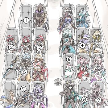 3chyun 6+boys 6+girls aglaea_(honkai:_star_rail) airplane_interior anaxa_(honkai:_star_rail) animal_hood antenna_hair aqua_coat aqua_eyes aqua_hair bare_shoulders black_dress black_gloves black_hair black_hood black_tiara blonde_hair blue_dress blue_eyes blue_hair bug butterfly caelus_(honkai:_star_rail) castorice_(honkai:_star_rail) cat_girl cat_hood cerydra_(honkai:_star_rail) chrysos_heirs_(honkai:_star_rail) cipher_(honkai:_star_rail) closed_eyes coat commentary_request crossed_arms crown cyrene_(demiurge)_(honkai:_star_rail) cyrene_(honkai:_star_rail) dan_heng_(honkai:_star_rail) dan_heng_(permansor_terrae)_(honkai:_star_rail) dawnmaker_(honkai:_star_rail) dragon_boy dragon_horns dress drill_hair dromas_(honkai:_star_rail) evernight_(honkai:_star_rail) eyepatch flame_reaver_of_the_deepest_dark flower garmentmaker_(honkai:_star_rail) gloves gradient_hair greco-roman_clothes hair_flower hair_ornament highres holding honkai:_star_rail honkai_(series) hood hooded_leotard horns hyacine_(honkai:_star_rail) hysilens_(honkai:_star_rail) insect korean_commentary laurel_crown little_ica_(honkai:_star_rail) long_hair looking_at_another looking_outside lying march_7th_(honkai:_star_rail) meme memosprite mini_crown multicolored_hair multiple_boys multiple_girls musical_note mydei_(honkai:_star_rail) official_alternate_eye_color on_back phainon_(honkai:_star_rail) pink_hair pointy_ears purple_eyes purple_hair red_dress red_eyes red_hair red_tattoo saliva short_hair sleeping smile spoken_character tiara trailblazer_(honkai:_star_rail) trianne_(honkai:_star_rail) tribbie_(honkai:_star_rail) trinnon_(honkai:_star_rail) twin_drills where_are_you_sitting_(meme) white_dress white_hair