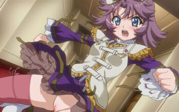 10s 1girl blue_eyes blush female_focus gothic_lolita latune_subbota lolita_fashion no_panties nude_filter open_mouth purple_hair pussy short_hair solo super_robot_wars super_robot_wars_og_the_inspector super_robot_wars_original_generation super_robot_wars_original_generation_2 thighhighs third-party_edit uncensored