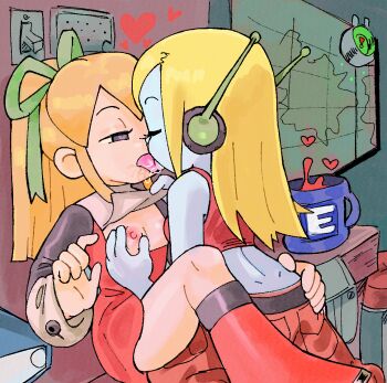 2girls capcom curly_brace doukutsu_monogatari mega_man_(classic) mega_man_(series) multiple_girls rexuranus roll_(mega_man) yuri