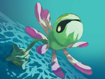 Rule 34 | colored sclera, commentary request, cradily, full body, fusenryo, gen 3 pokemon, nintendo, no humans, pokemon, pokemon (creature), pokemon focus, solo, tentacles, underwater, water, yellow eyes, yellow sclera