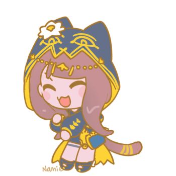 Rule 34 | 1girl, animal hood, animated, animated gif, arknights, artist name, black shoes, blue eyes, blush, bright pupils, brown hair, cat girl, cat hood, cat tail, chibi, closed eyes, dancing, fang, female focus, flower, from behind, full body, gold trim, hood, hood up, long hair, long sleeves, looking at viewer, looking back, namie-kun, no nose, open mouth, pepe (arknights), shoes, signature, simple background, solo, standing, tail, white background, white flower, white pupils