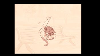 1girl animal_ears anus autocunnilingus barefoot bench bottomless cat_ears cat_girl cat_tail censored cunnilingus feet female_focus full_body highres kurotsuki_(luowei99) loli masturbation monochrome mosaic_censoring oral original outdoors pussy short_hair soles solo spread_legs tail thighs toes webp-to-png_conversion