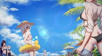 6+girls ass beach beach_umbrella bikini black_bikini black_hair blue_bikini blue_sky breasts bronya_zaychik bronya_zaychik_(school_swimsuit) caisena chinese_commentary closed_mouth cloud cloudy_sky commentary_request frilled_bikini frills fu_hua grey_eyes grey_hair hat honkai_(series) honkai_impact_3rd innertube kiana_kaslana kiana_kaslana_(sunny_beach) large_breasts multiple_girls murata_himeko murata_himeko_(black_mamba) outdoors palm_tree pink_bikini purple_eyes purple_hair raiden_mei raiden_mei_(vast_ocean) red_hair siblings sky sun_hat swim_ring swimsuit theresa_apocalypse theresa_apocalypse_(morning_sunshine) tree twins umbrella white_hair