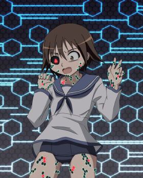 00s 1girl assimilation bad_end bad_id bad_pixiv_id corruption female_focus miyafuji_yoshika neuroi no_pants one-piece_swimsuit open_mouth school_swimsuit solo strike_witches surprised swimsuit swimsuit_under_clothes transformation world_witches_series