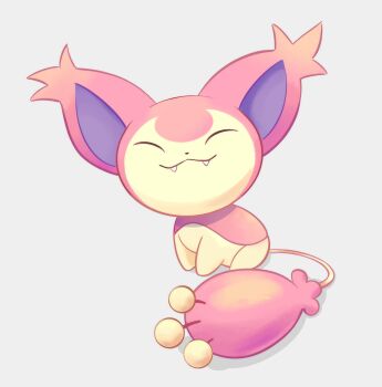 Rule 34 | absurdres, animal focus, cat, closed eyes, closed mouth, fangs, full body, gen 3 pokemon, highres, june buns, nintendo, no humans, pokemon, pokemon (creature), pokemon focus, simple background, skitty, smile, solo, tail