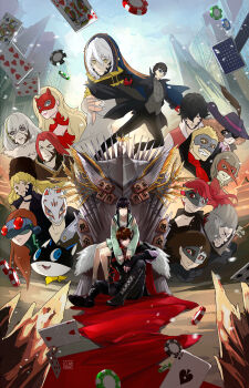 10s 6+boys 6+girls absurdres akechi_gorou amamiya_ren code_vein crossover eva_roux green_eyes highres io_(code_vein) jack_rutherford kitagawa_yuusuke looking_at_viewer louis_(code_vein) mia_karnstein morgana_(persona_5) multiple_boys multiple_girls niijima_makoto okumura_haru persona persona_5 persona_5_the_royal protagonist_(code_vein) sakamoto_ryuuji sakura_futaba takamaki_anne tougou_hifumi yakumo_shinonome yoshizawa_kasumi
