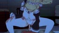 1boy 1girl 3d alternate_costume animated asymmetrical_bangs blonde_hair blue_eyes breasts breasts_out clenched_teeth clothed_sex cowgirl_position cum cum_in_pussy detached_collar detached_sleeves erection frilled_sleeves frills functionally_nude girl_on_top gym_storeroom hair_ornament happy_sex heart heart_hair_ornament hetero indoors iridiusk koikatsu_(medium) large_breasts long_hair long_sleeves looking_at_viewer maid_headdress minerva_(re:zero) nipples penis pov re:zero_kara_hajimeru_isekai_seikatsu rolling_eyes roswaal_mansion_maid_uniform sex side_ponytail straddling teeth testicles thighhighs vaginal video white_thighhighs wide_sleeves