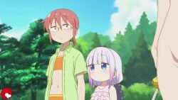 1boy 5girls age_difference animated anime_screenshot beach bouncing_breasts breasts cleft_of_venus clothed_male_nude_female dragon_girl exhibitionism hetero highres horns kanna_kamui kobayashi-san_chi_no_maidragon kobayashi_(maidragon) large_breasts lucoa_(maidragon) magatsuchi_shouta multiple_boys multiple_girls nervous nipples nude nude_filter public_indecency pussy shota sound swimsuit tagme thick_thighs thighs third-party_edit video zeta_fanservice